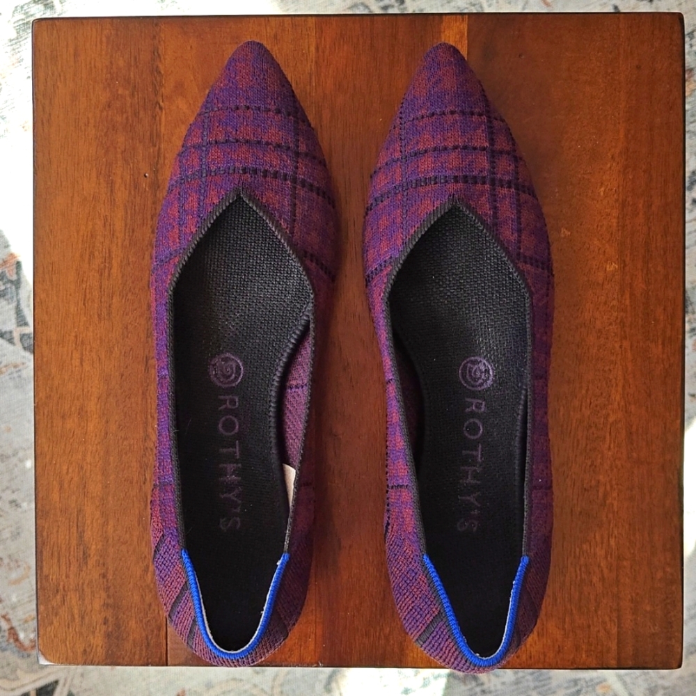 Rothy's Point Cranberry Plaid, SZ 9